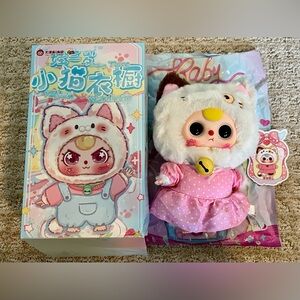 New Baby Three Kitten Wardrobe Plush Keychain pink & white Romantic Sweetheart